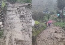 मूसलाधार बारिश से ज्योतिर्मठ के किमाणा गांव में घुसा मलबा, दो परिवार सुरक्षित स्थानों पर शिफ्ट